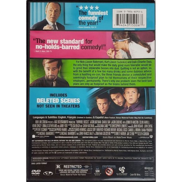 Horrible Bosses (2011 Film) Comedy/Crime [DVD] - Picture 4 of 4
